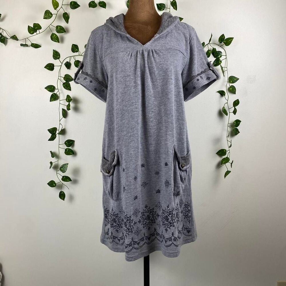 Axes Femme Gray embroidered Hooded mini dress princess casual japanese